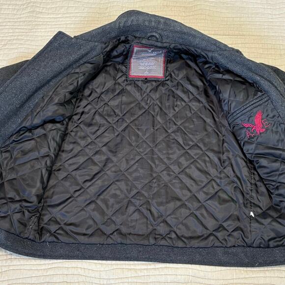 American Eagle Charcoal Gray Wool Jacket Men’s L - Picture 3 of 10